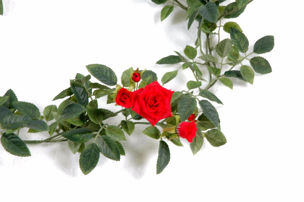 Ghirlanda Di Rose Rosse Artificiali 100 Cm Decorazione Interna