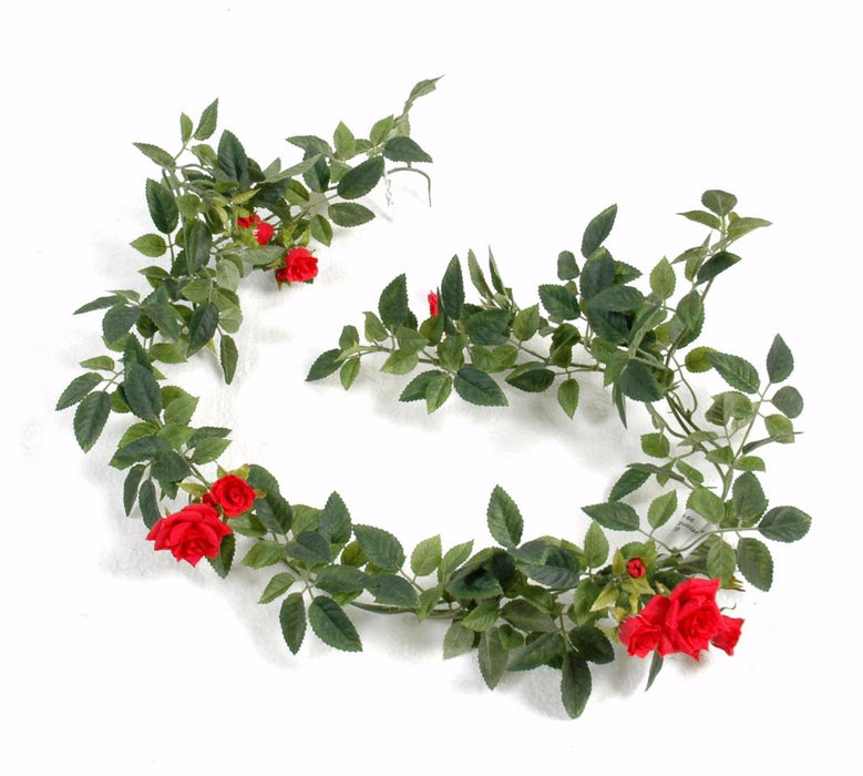 Ghirlanda Di Rose Rosse Artificiali 100 Cm Decorazione Interna