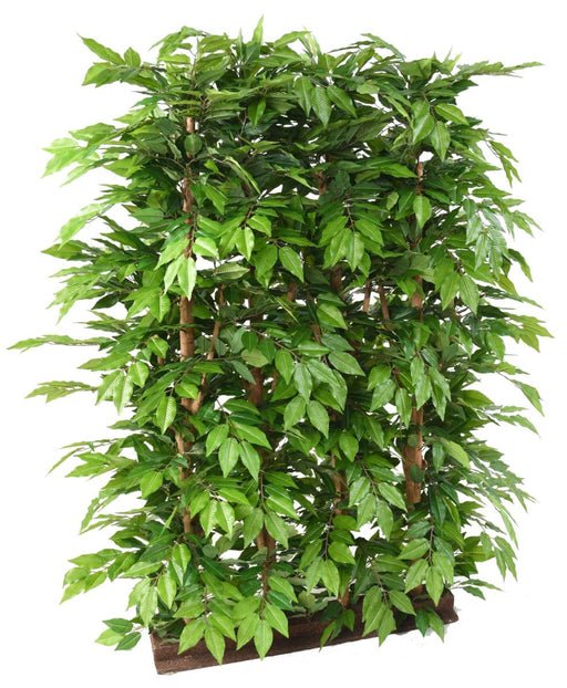 Fitta Siepe Artificiale In Tergal Con Tronco Di Legno