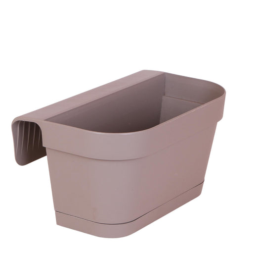 Fioriera Da Balcone In Plastica Color Talpa Con Sistema Di Sospensione, Larghezza 36 Cm