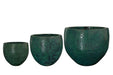 Set Di Tre Vasi Per Piante In Ceramica Verde Scuro