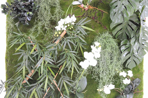 Parete Verde Artificiale Con Orchidee E Bambù 130X110Cm