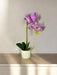 Orchidea Artificiale Rosa In Vaso Bianco