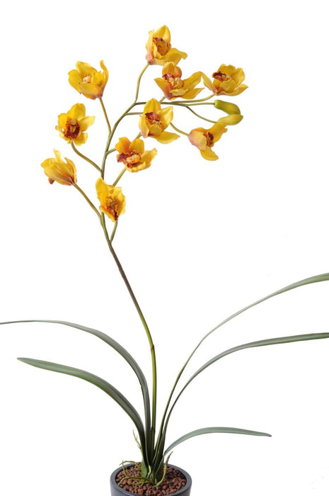 Orchidea Cymbidium Artificiale Gialla 80Cm