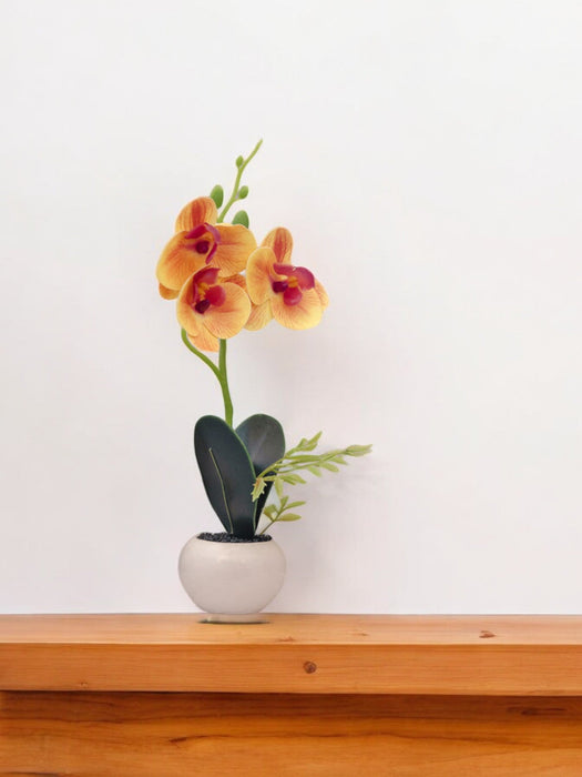 Orchidea Artificiale Gialla/Rossa In Vaso