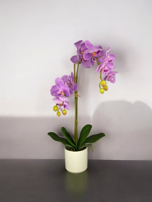 Orchidea Artificiale Rosa In Vaso Bianco