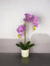 Orchidea Artificiale Rosa In Vaso Bianco