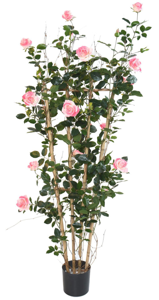 Fiore Artificiale Palizzata Cespuglio Di Rose H.160Cm Rosa