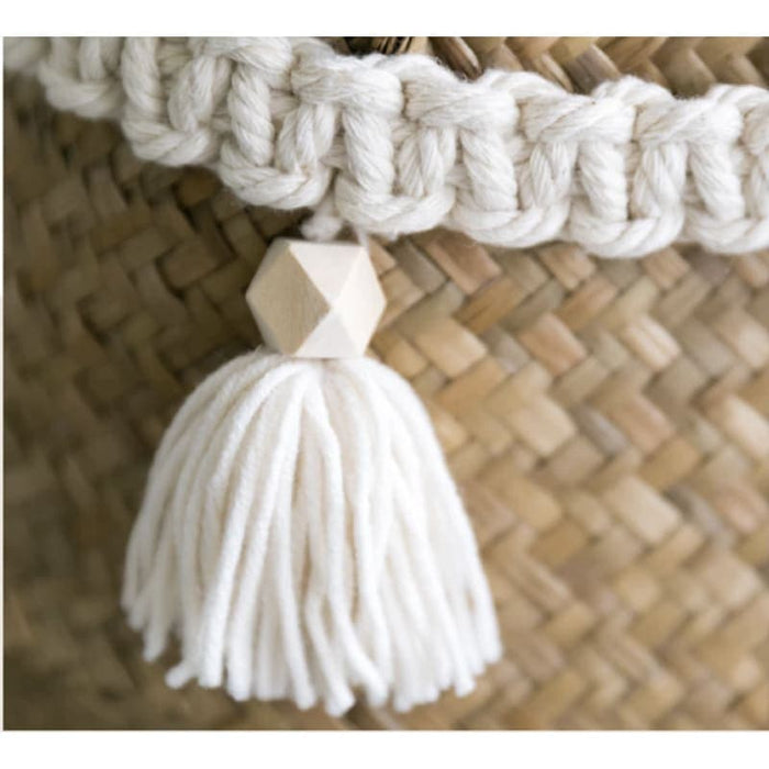 Cestino Per Palline Intrecciato Con Pompon Bianco