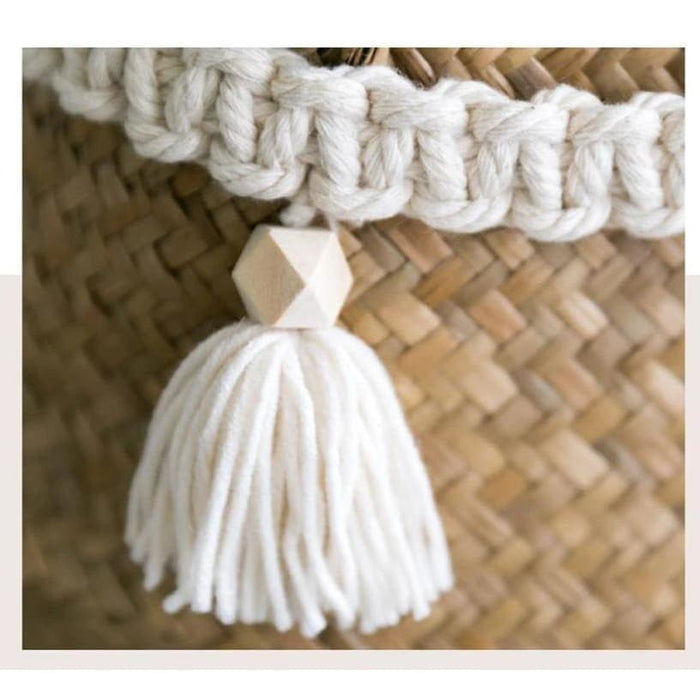 Cesto In Vimini Bianco E Verde