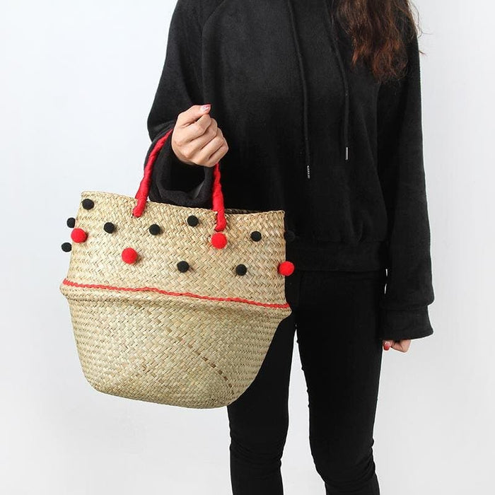 Décosy, Cestino In Vimini Con Pompon