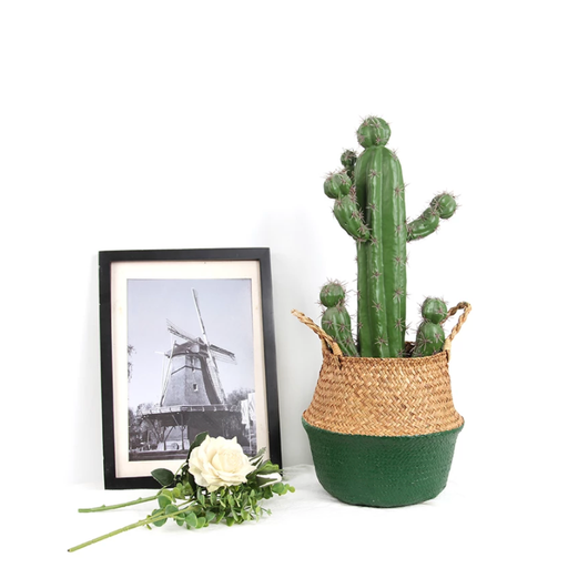 Cestino In Vimini Verde Kaki