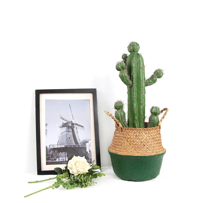 Cestino In Vimini Verde Kaki