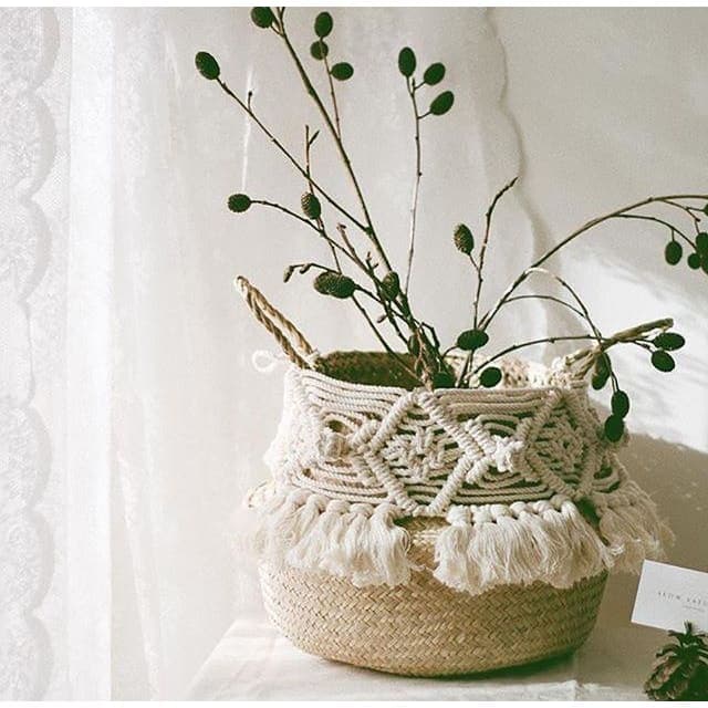 Cestino Con Pompon Bianco Tressy