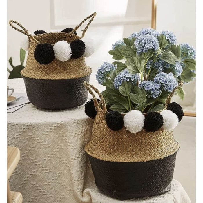 Cestino Con Pompon Nero Eli