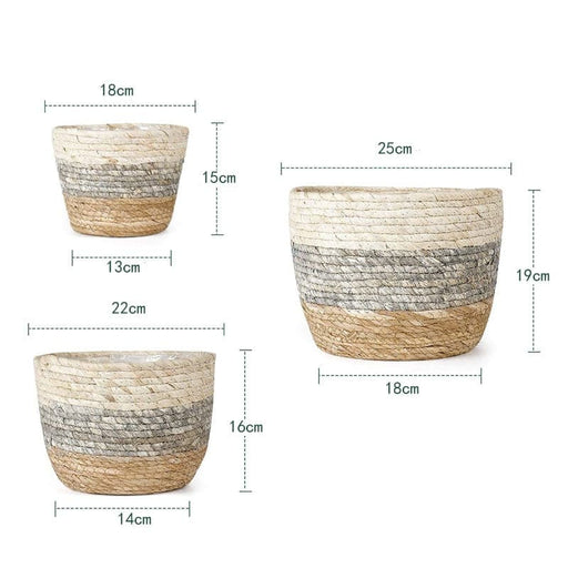 Cestino In Rattan Tricolore