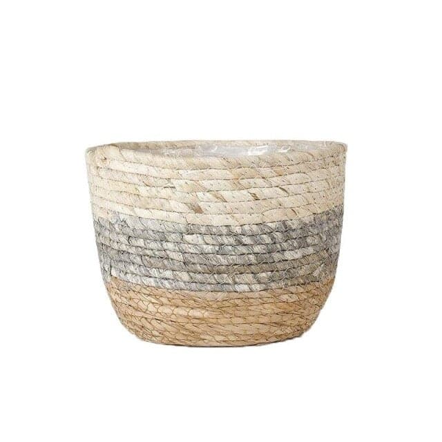 Cestino In Rattan Tricolore