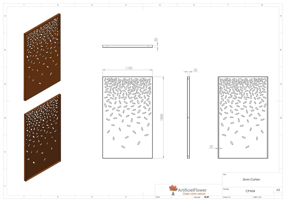 Pannello Decorativo In Acciaio Corten Per Giardino