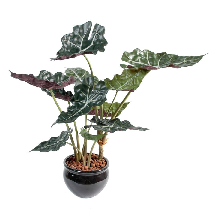Pianta Artificiale Alocasia 65Cm Verde Rosso