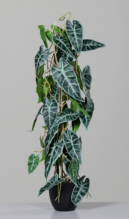 Pianta Di Alocasia Artificiale 80Cm In Vaso Verde