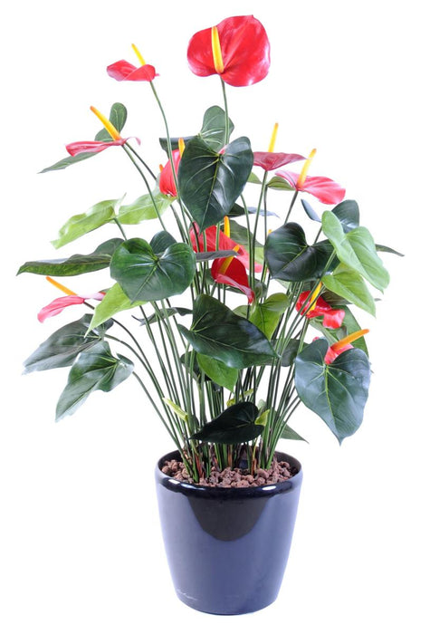 Pianta Artificiale Anthurium Rosso 78Cm In Vaso