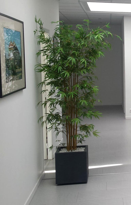 Pianta Artificiale Con Vassoio E Finitura In Marmo Bianco