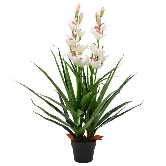 Pianta Orchidea Cymbidium Artificiale Con Vaso 100 Cm Verde
