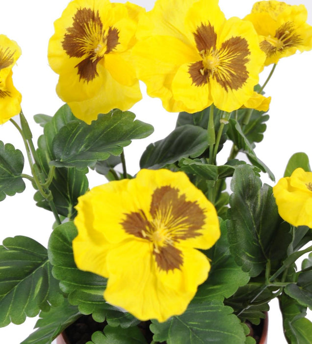 Pianta Artificiale Viola Del Pensiero Gialla Su Palo 26Cm