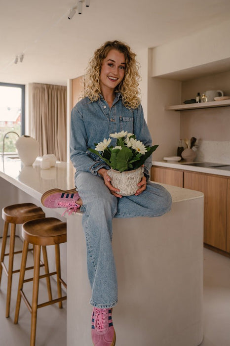 Pianta Artificiale Gerbera Bianca