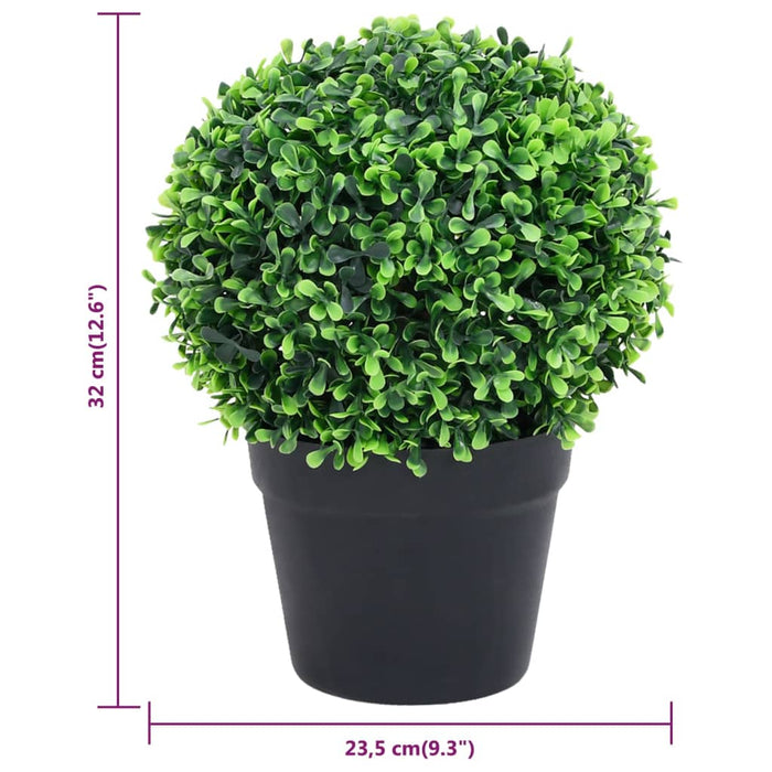 Piante Di Bosso Artificiale 2 Pz Con Vasi A Sfera Verde 32 Cm