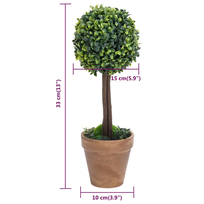 Piante Di Bosso Artificiale 2 Pz Con Vasi A Sfera Verde 33 Cm