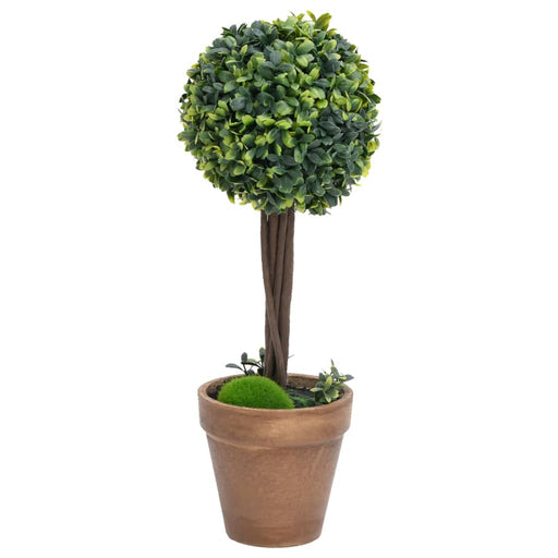 Piante Di Bosso Artificiale 2 Pz Con Vasi A Sfera Verde 56 Cm