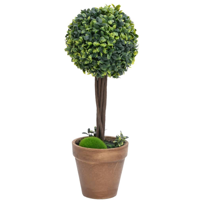 Piante Di Bosso Artificiale 2 Pz Con Vasi A Sfera Verde 56 Cm