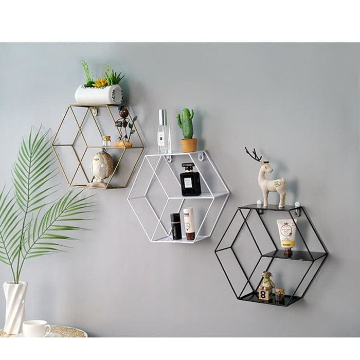 Portapiante Mensola Esagonale Oro