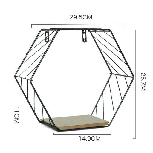 Porta Piante Mensola Esagonale In Ferro E Legno