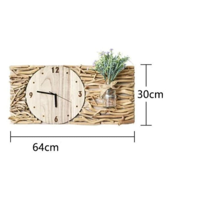 Porta Piante Con Orologio In Legno Galleggiante