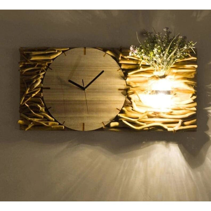 Porta Piante Con Orologio In Legno Galleggiante
