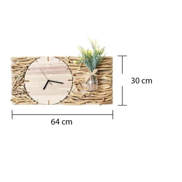 Porta Piante Con Orologio In Legno Galleggiante