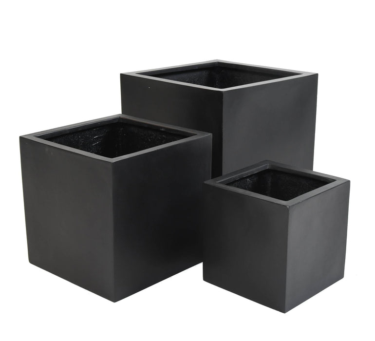 Vaso Da Fiori Cubo Nero H.20 Cm Per Interni Ed Esterni