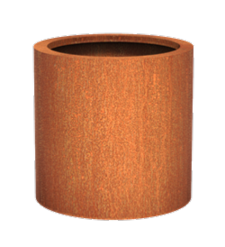 Vaso Da Fiori Cilindro In Acciaio Corten Da Giardino 60Cm