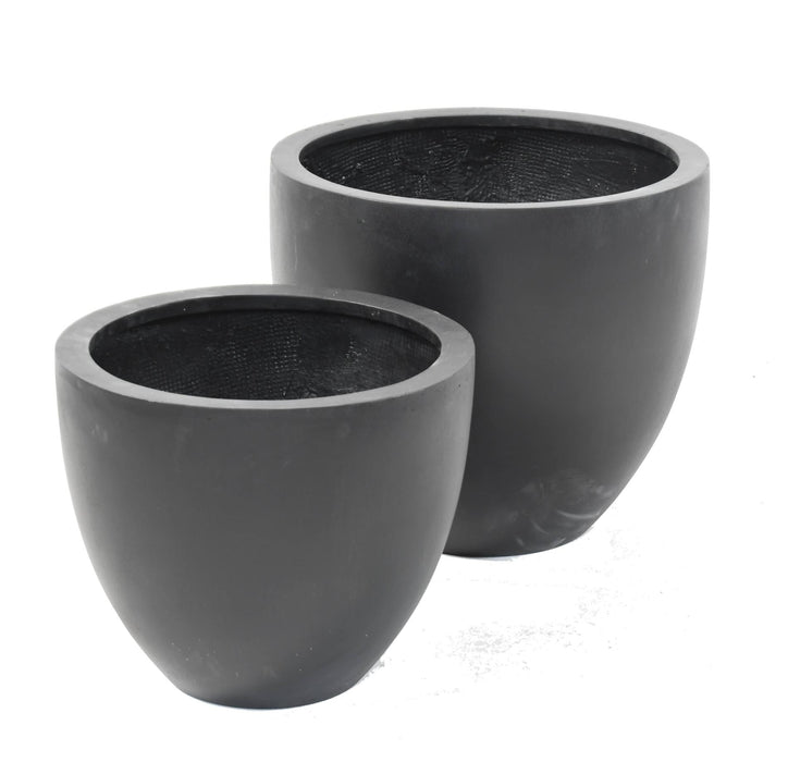 Vaso Portafiori Loto Nero H.40 X Ø.50 Cm Fiberstone