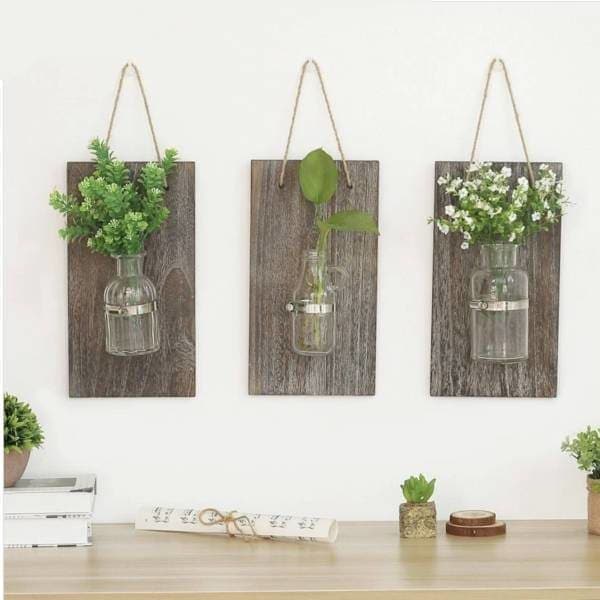 Vaso Da Fiori Da Parete In Legno Vintage