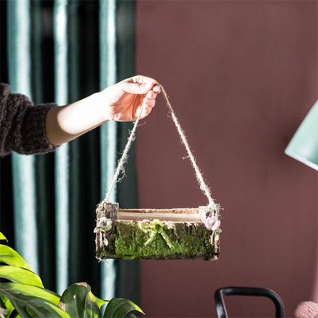 Fioriera Sospesa In Legno Con Vaso Da Fiori Da Parete