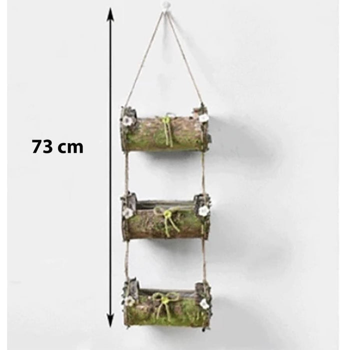 Fioriera Sospesa In Legno Con Vaso Da Fiori Da Parete