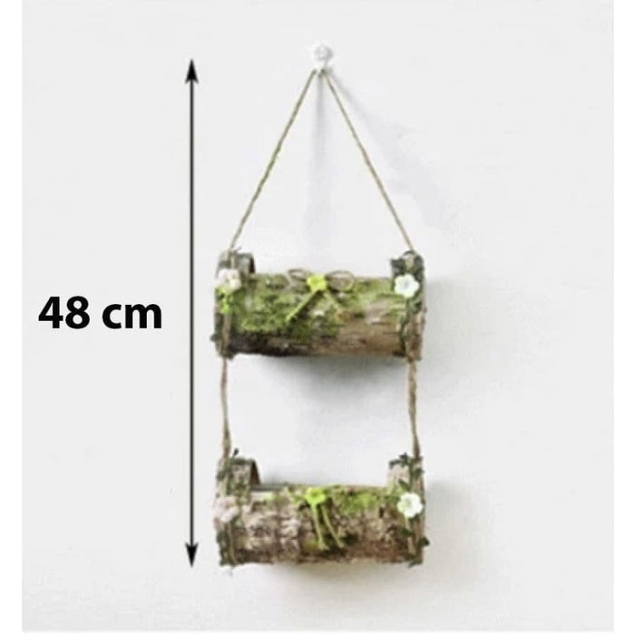 Fioriera Sospesa In Legno Con Vaso Da Fiori Da Parete