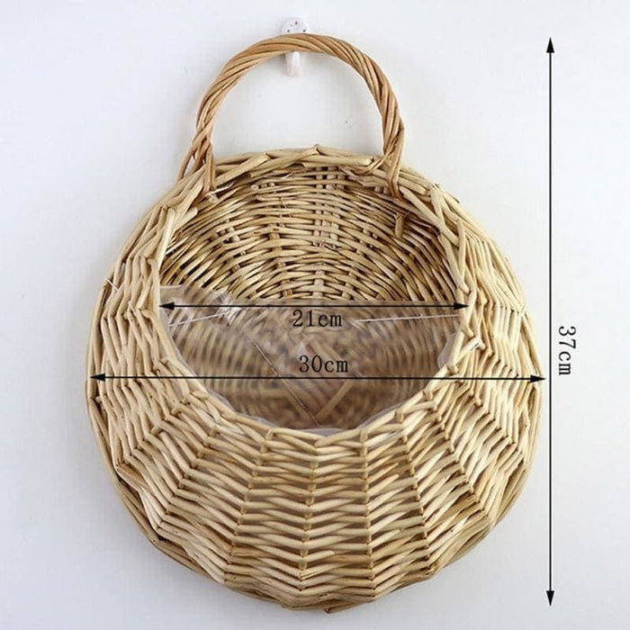 Cestino In Vimini Con Vaso Da Fiori Da Parete