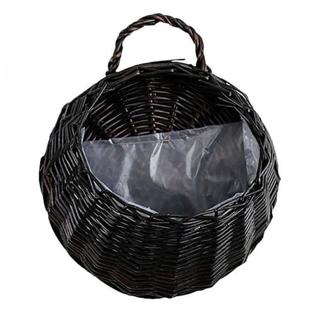 Cestino In Vimini Con Vaso Da Fiori Da Parete