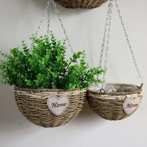 Vaso Da Fiori Sospeso In Rattan “Home”