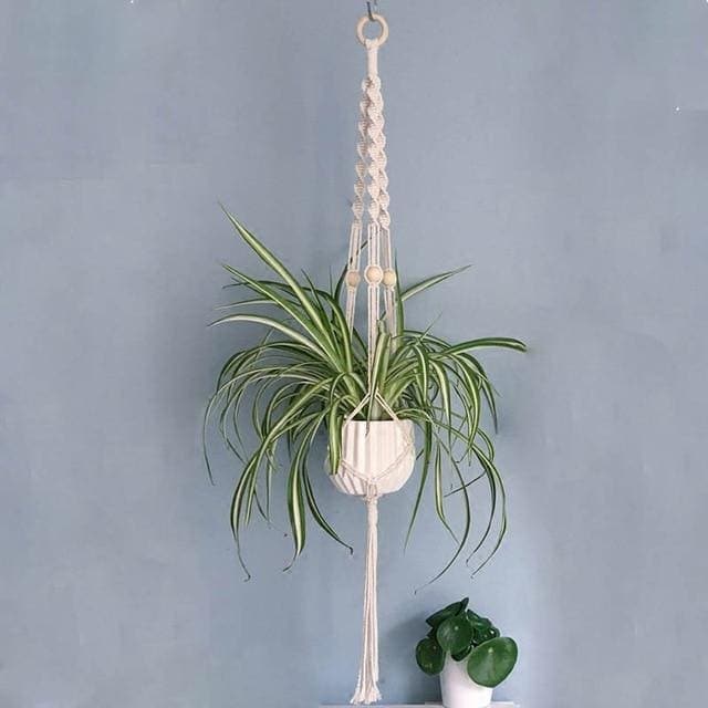 Vaso Da Fiori Sospeso In Macramè