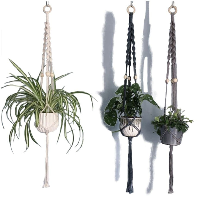 Vaso Da Fiori Sospeso In Macramè